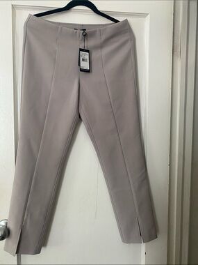 Adrianna Papell Slim Cropped Dress Pants in Light Taupe